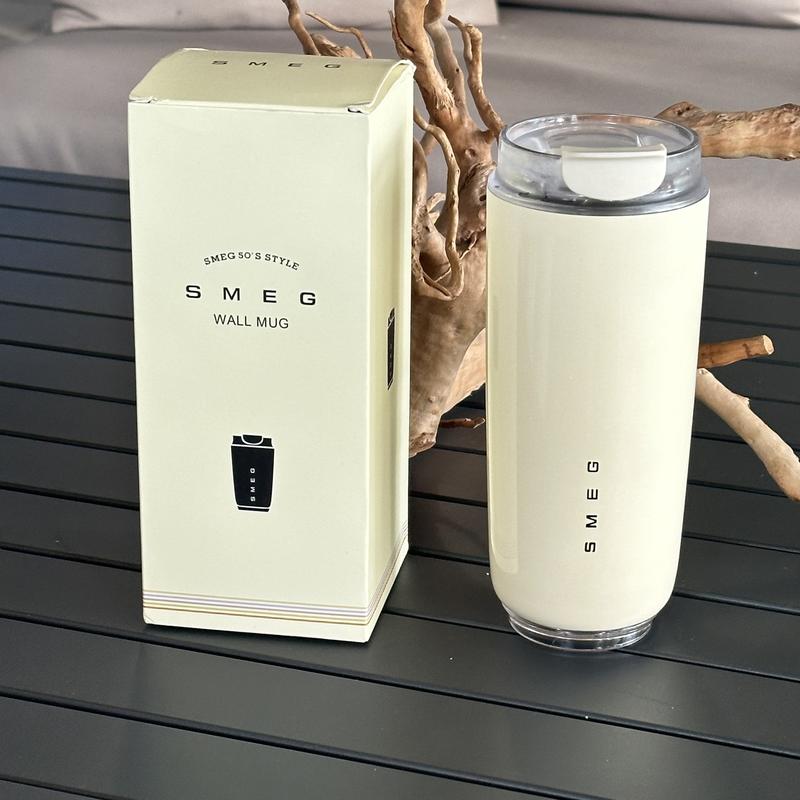 Stylish 420ml Smeg Coffee Mug Stainless Steel Travel Water Bottle Insulated Cup Drinkware Flasks Lid