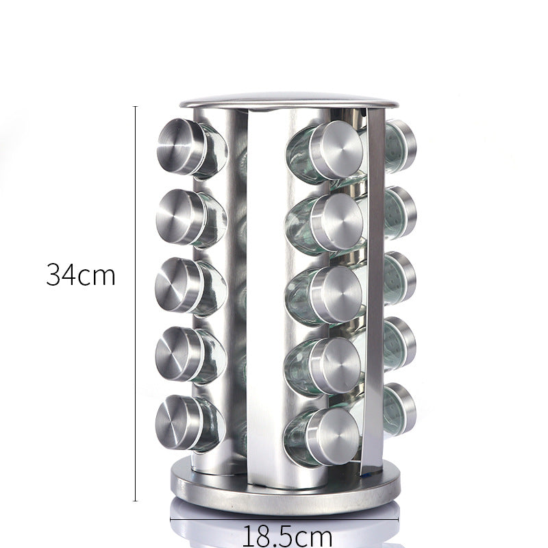 Rotating seasoning rack, household rotating seasoning can, stainless iron spice storage seasoning box set