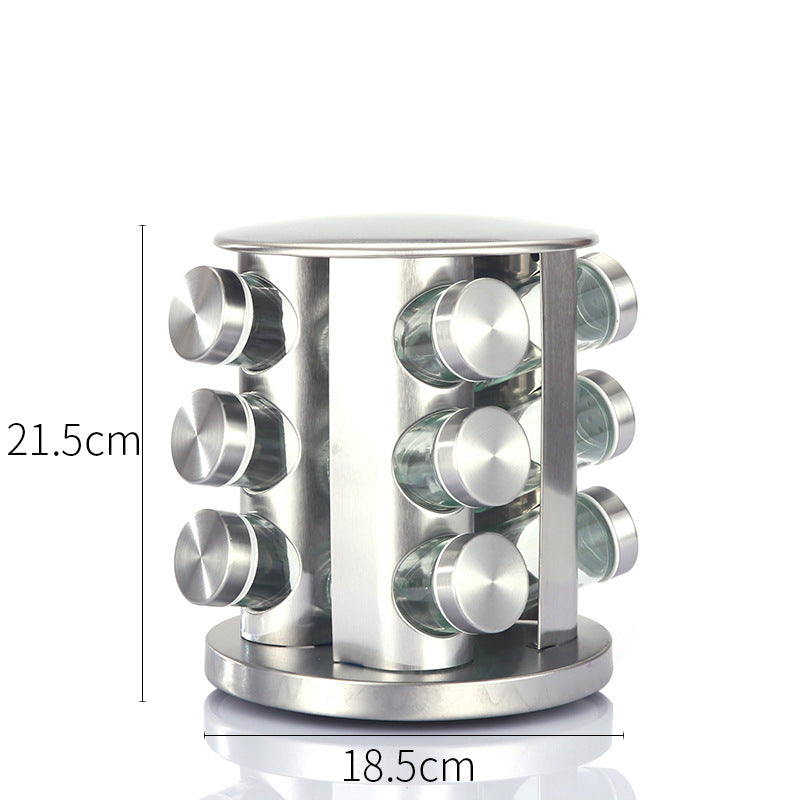 Rotating seasoning rack, household rotating seasoning can, stainless iron spice storage seasoning box set