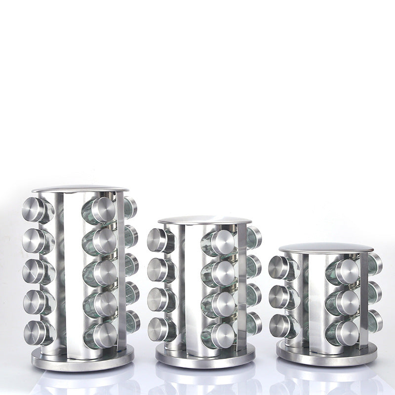 Rotating seasoning rack, household rotating seasoning can, stainless iron spice storage seasoning box set