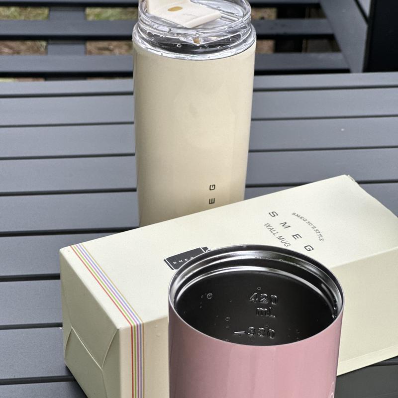 Stylish 420ml Smeg Coffee Mug Stainless Steel Travel Water Bottle Insulated Cup Drinkware Flasks Lid