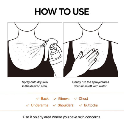 Peel Shot Keratin Care Kojic Acid Turmeric Spray  Pore Clearing Exfoliating Formula Skin Repair Scrub